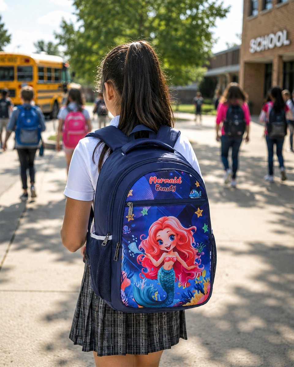AI lifestyle backpack creative in a school setting