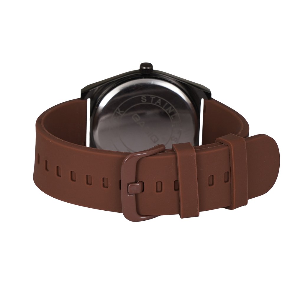 Back view of brown strap wristwatch product photo